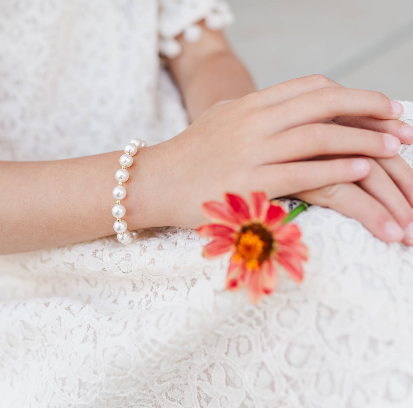 Whitley Little Girls 14K Gold-Plated Chunky Pearl Bracelet for Kids