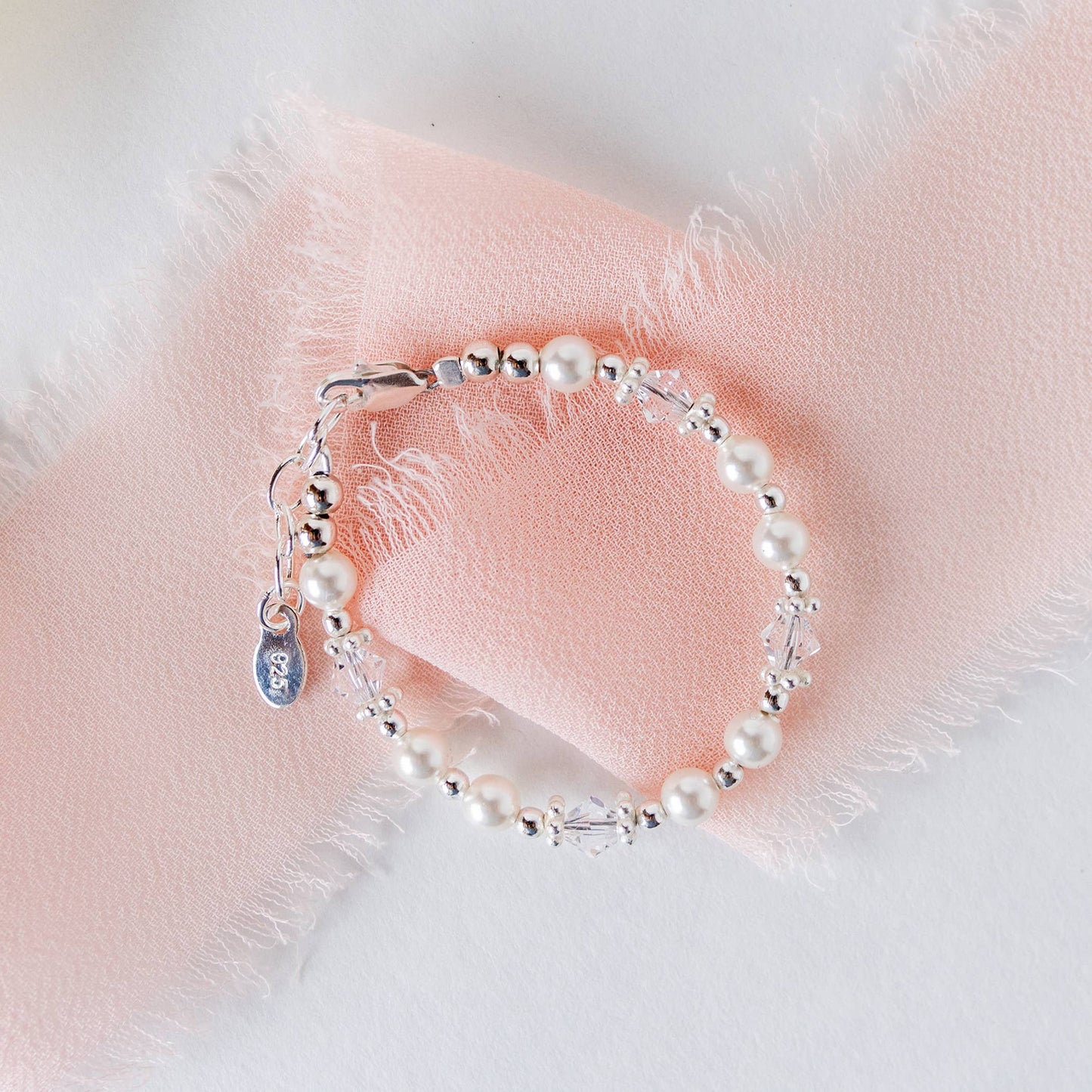 Hope Girls Sterling Silver Pearl Baby Gift & Kids Bracelet