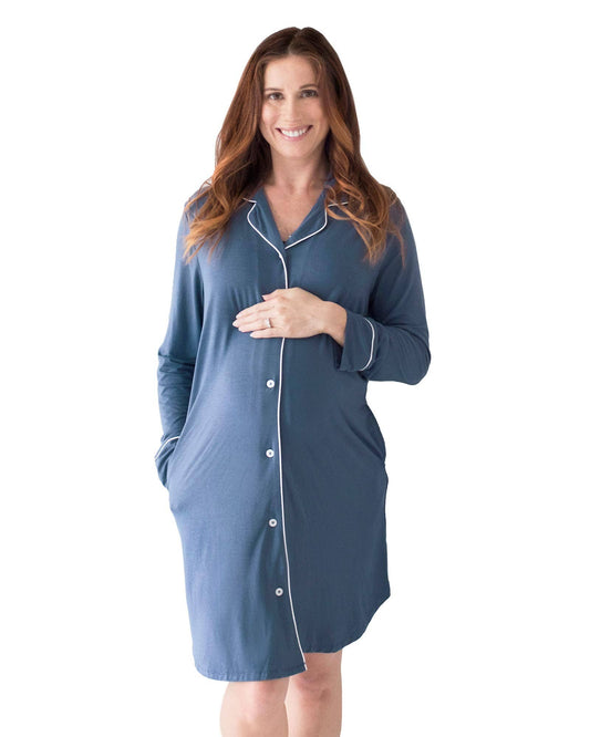 Clea Bamboo Long Sleeve Maternity & Postpartum Nightgown