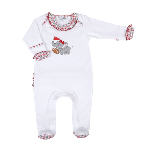 Crimson Tide Applique Crimson Ruffle Lap Footie