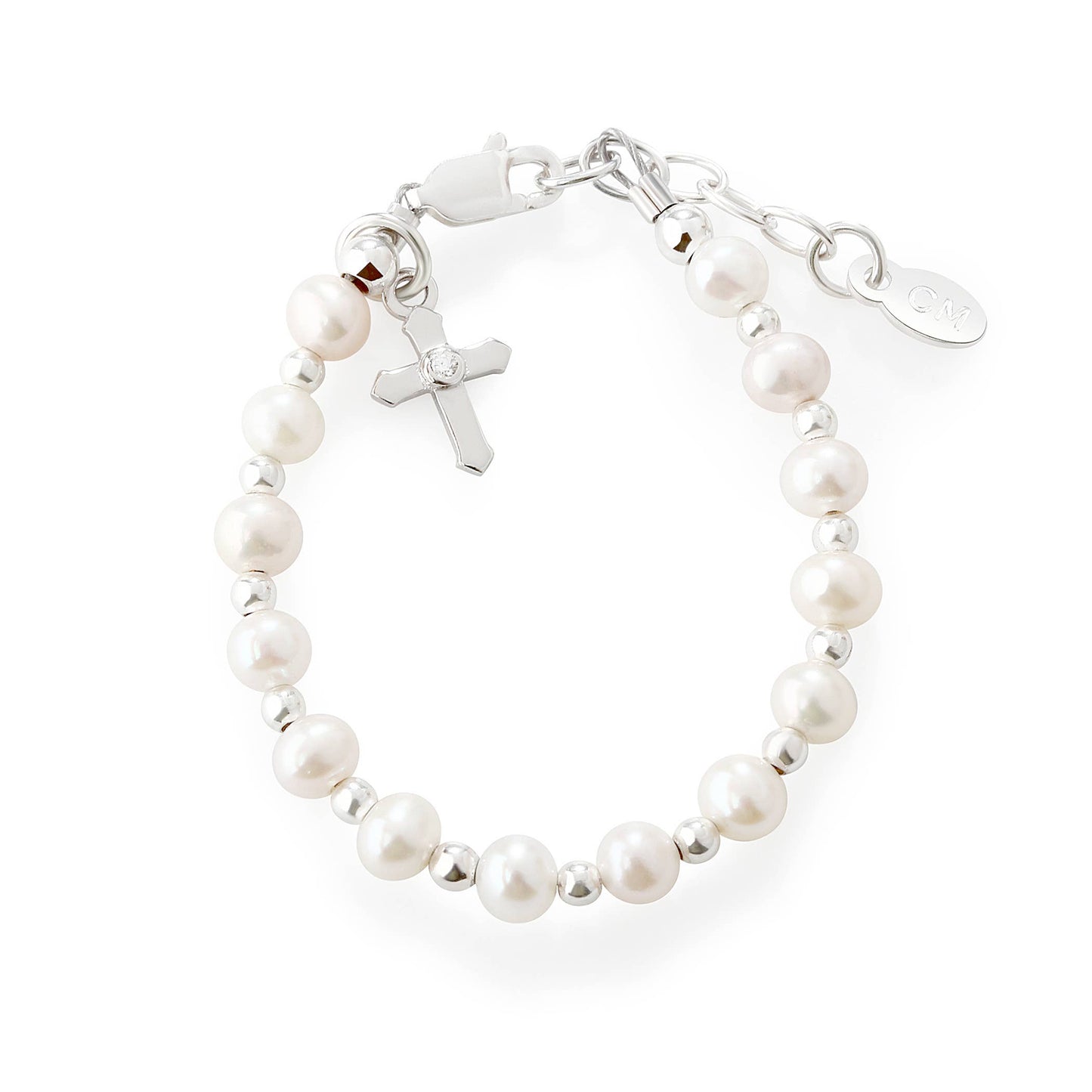 Kaitlyn Girls Silver Baby Cross Bracelet Baptism & Communion Gift