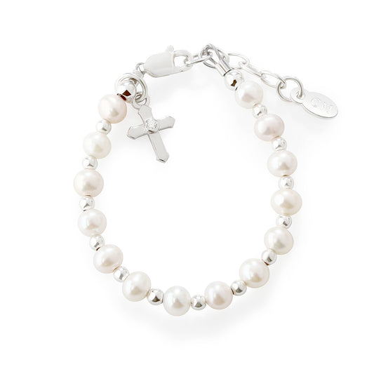 Kaitlyn Girls Silver Baby Cross Bracelet Baptism & Communion Gift