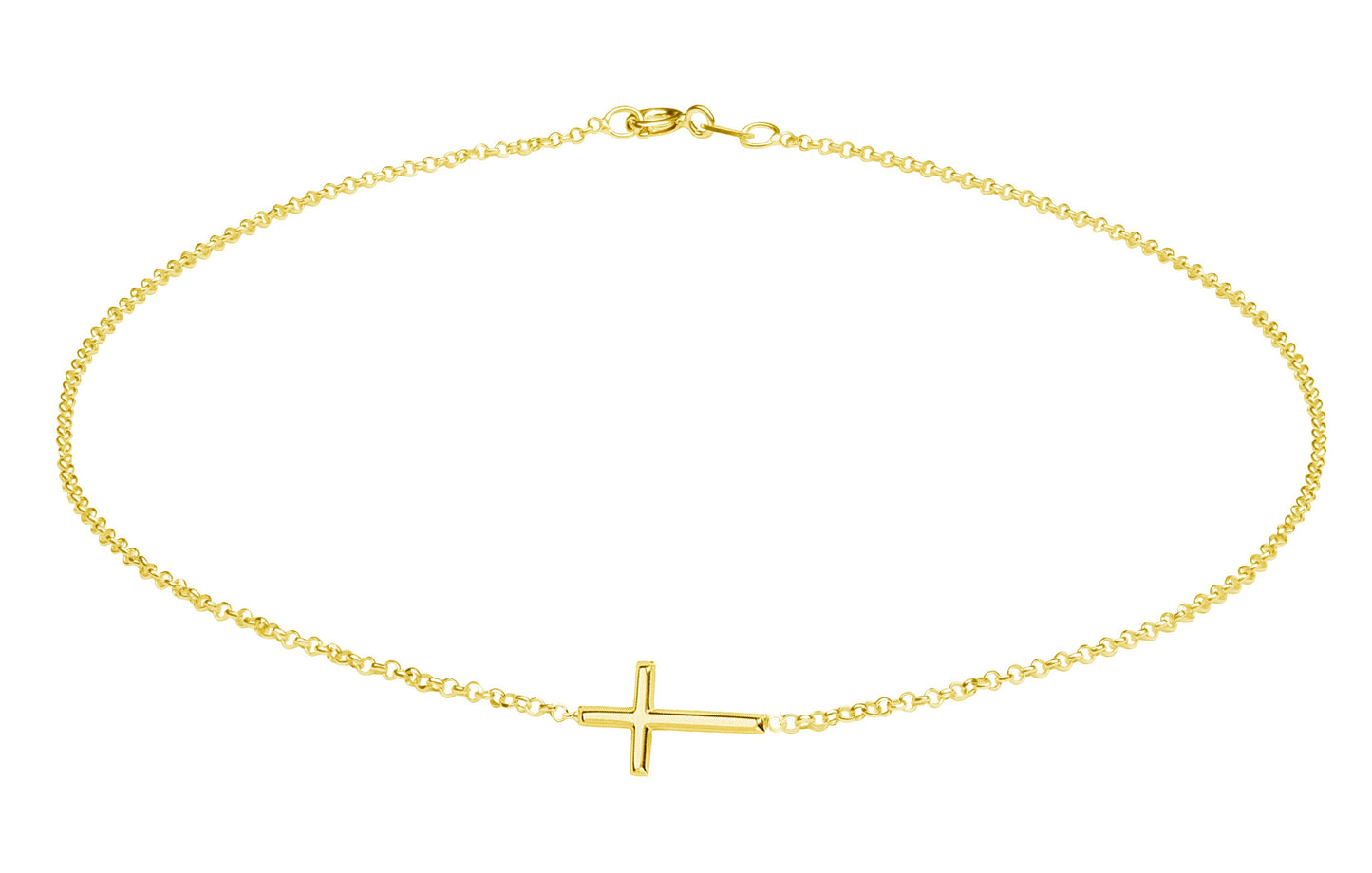 14K Gold-Plated Girls Horizontal Cross Necklace Kids & Women