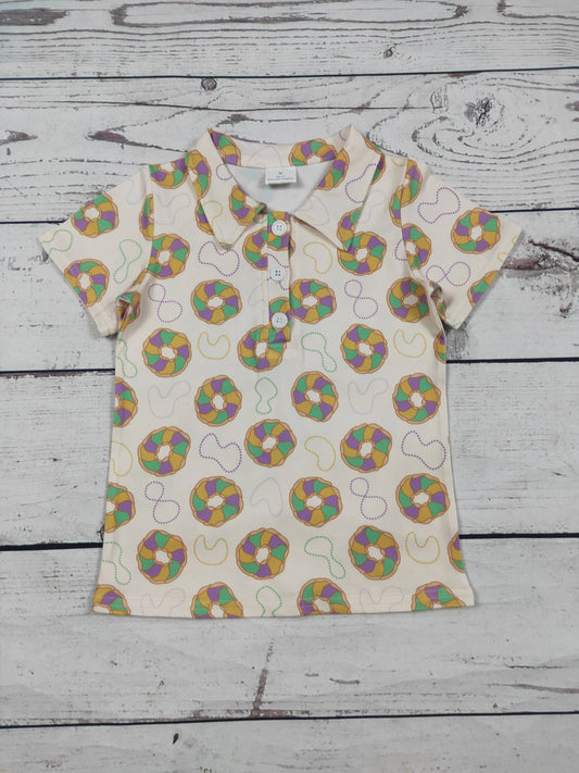 Baby Boys King Cakes Printed Mardi Gras Polo