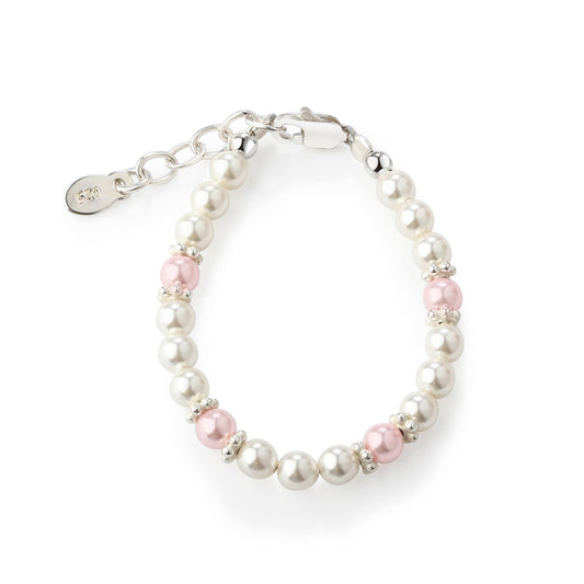 Addie Girls Sterling Silver Pearl Baby Bracelet or Kids Jewelry: Small 0-12m