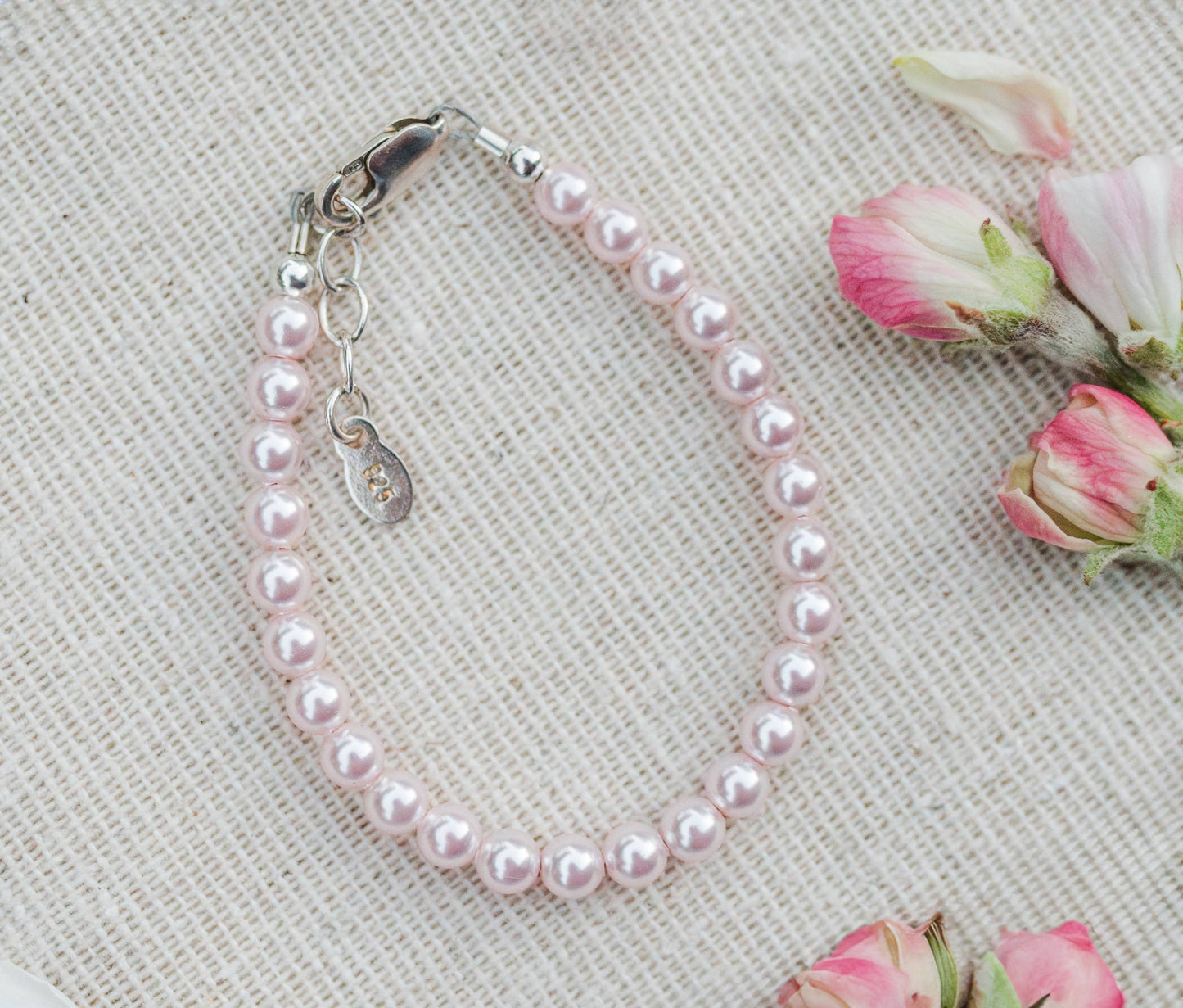Jami Sterling Silver Pink Pearl Baby Girl & Children's Bracelet: Small 0-12m