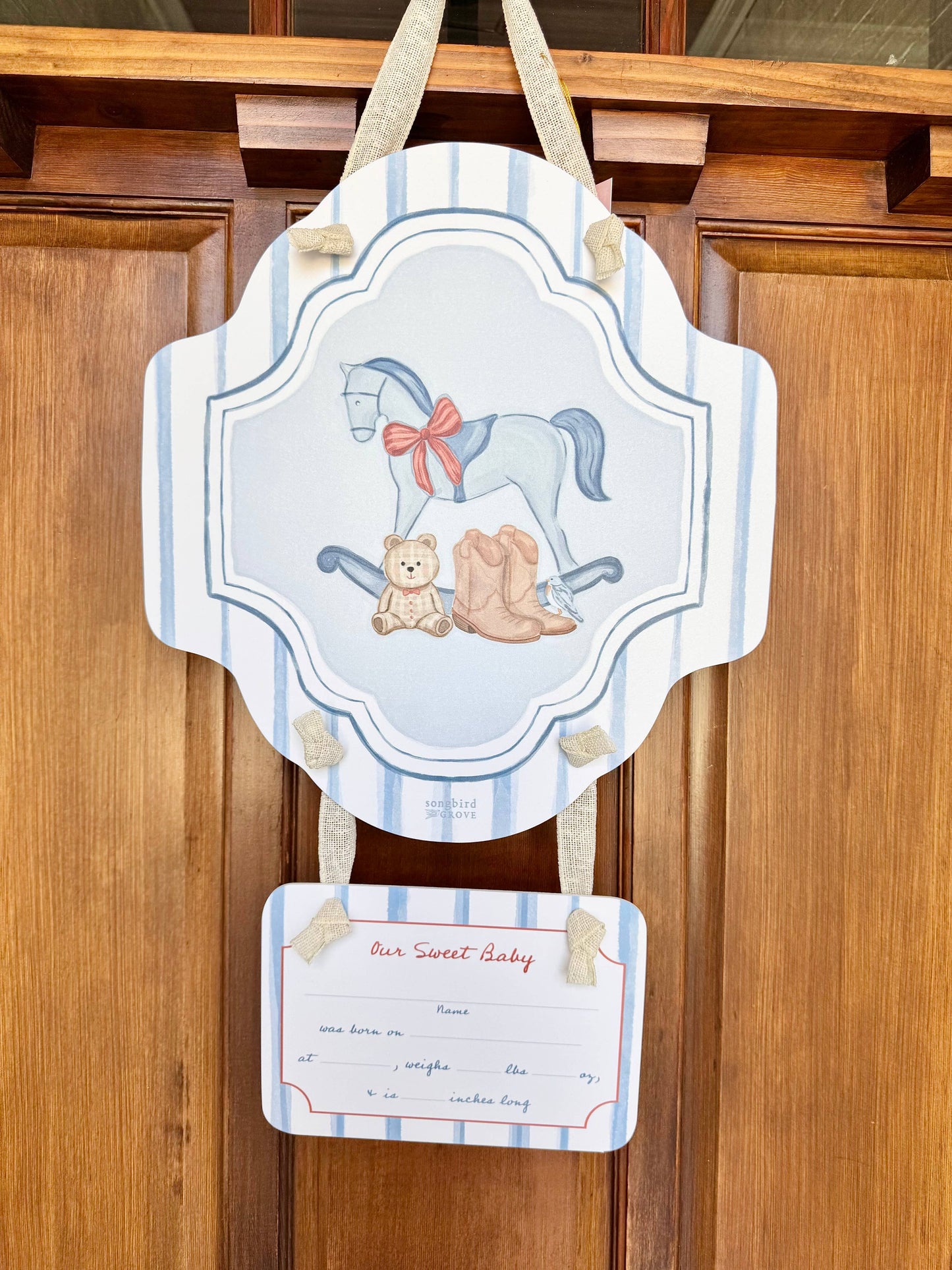 Baby Boy Rocking Horse Hospital Door Hanger