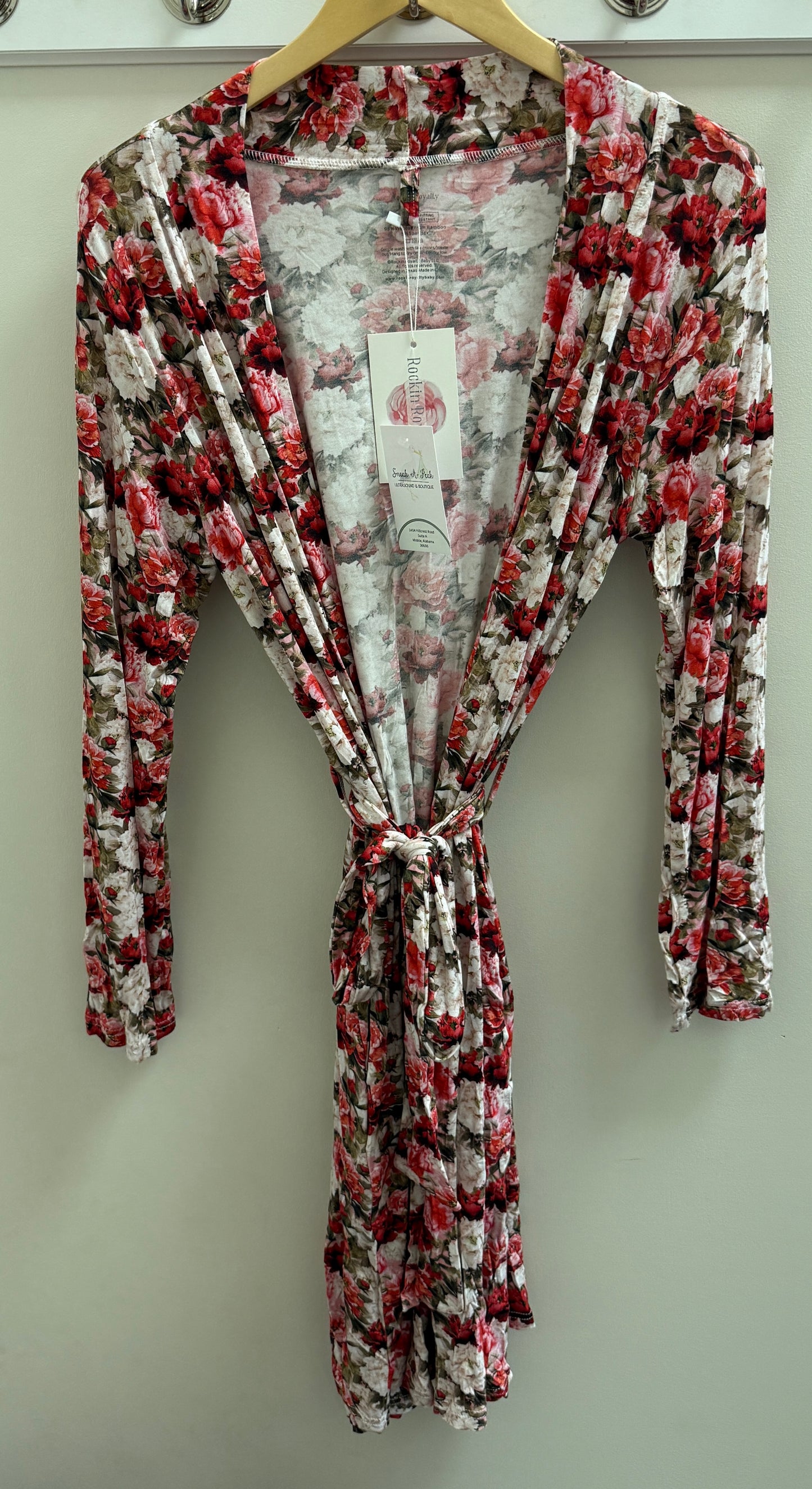 Crimson Bloom Mom Robe