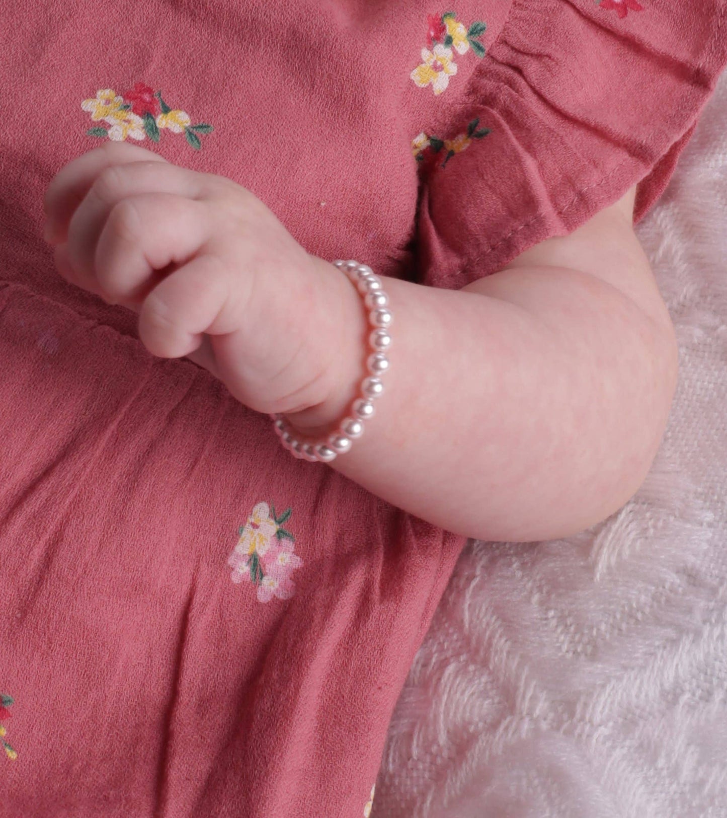 Jami Sterling Silver Pink Pearl Baby Girl & Children's Bracelet: Small 0-12m