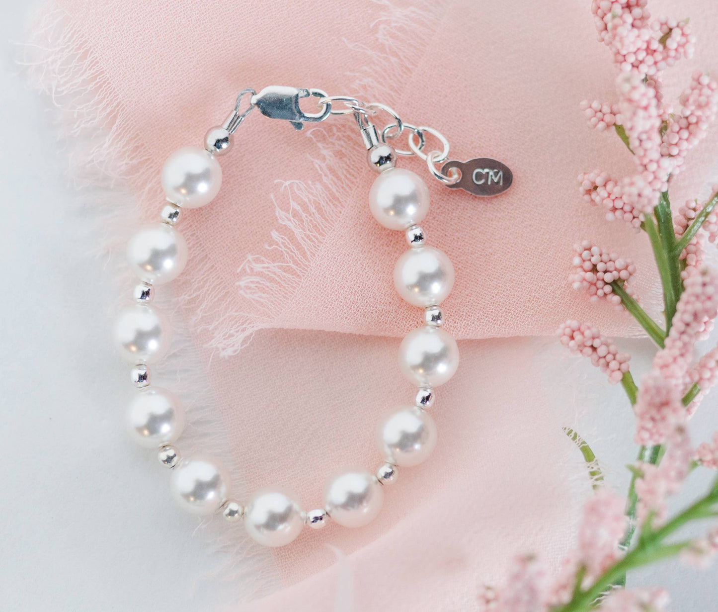 Silver Chunky Pearl Kids Bracelet Children's Jewelry