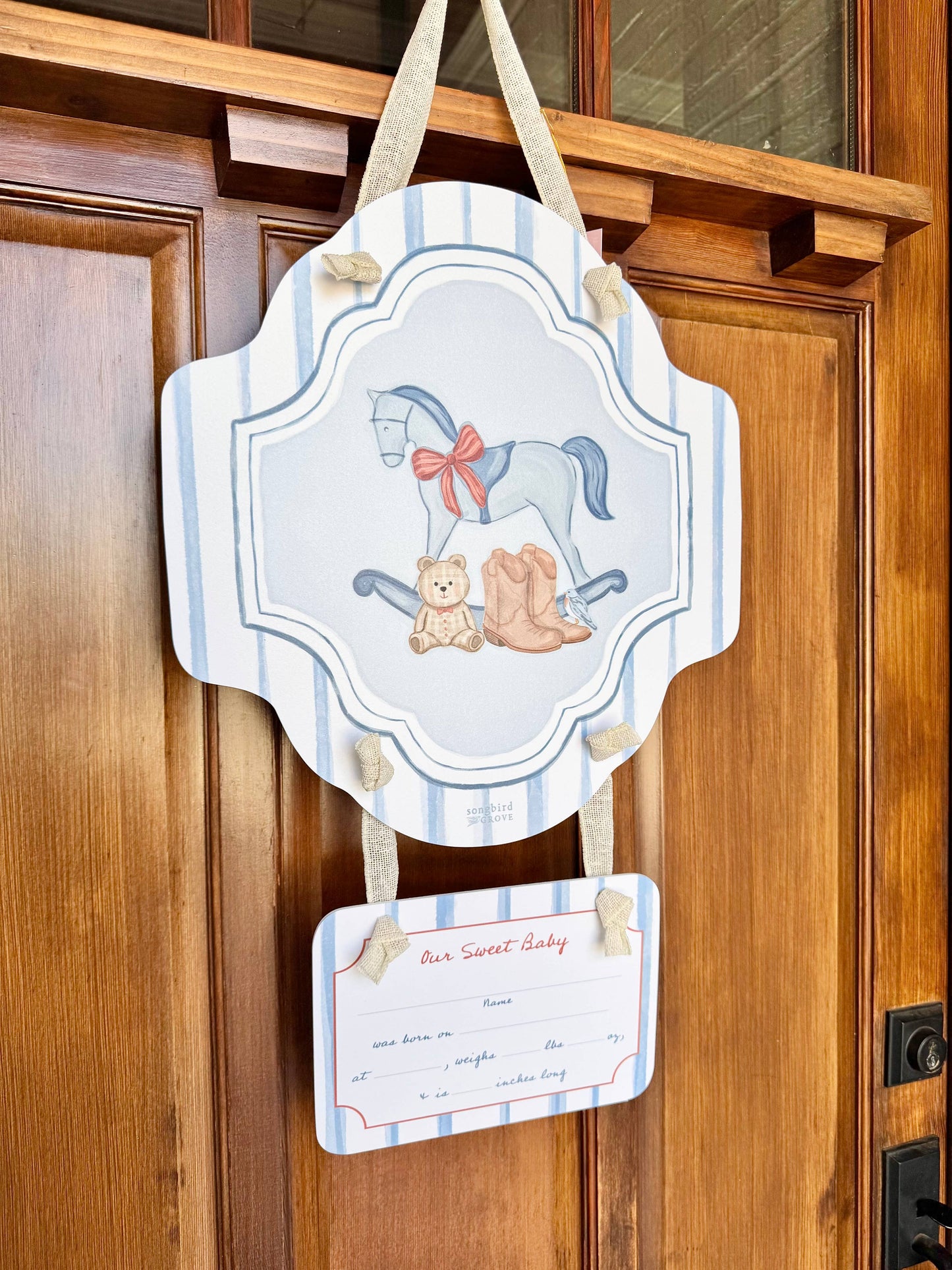 Baby Boy Rocking Horse Hospital Door Hanger