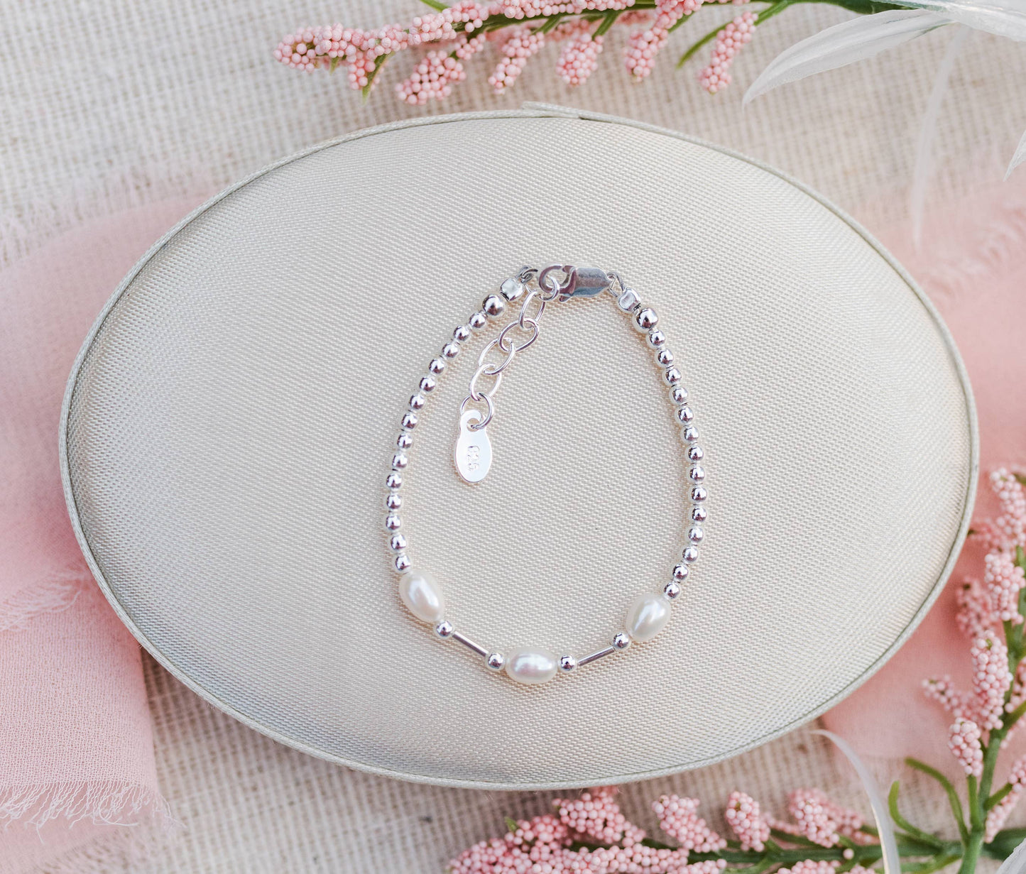 Aspen Sterling Silver Pearl Baby Bracelet for Children or Kids