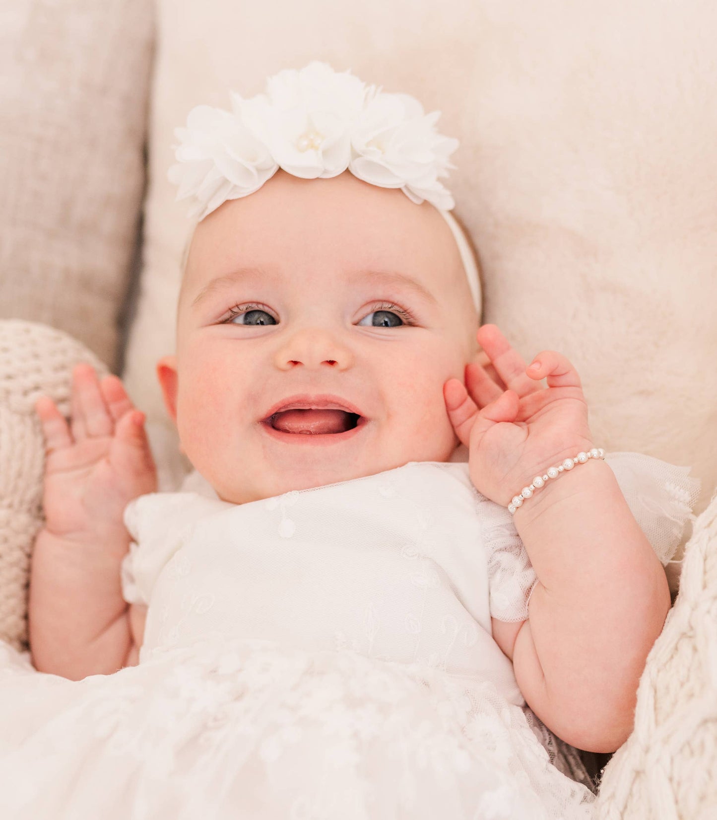 Kaitlyn Girls Silver Baby Cross Bracelet Baptism & Communion Gift