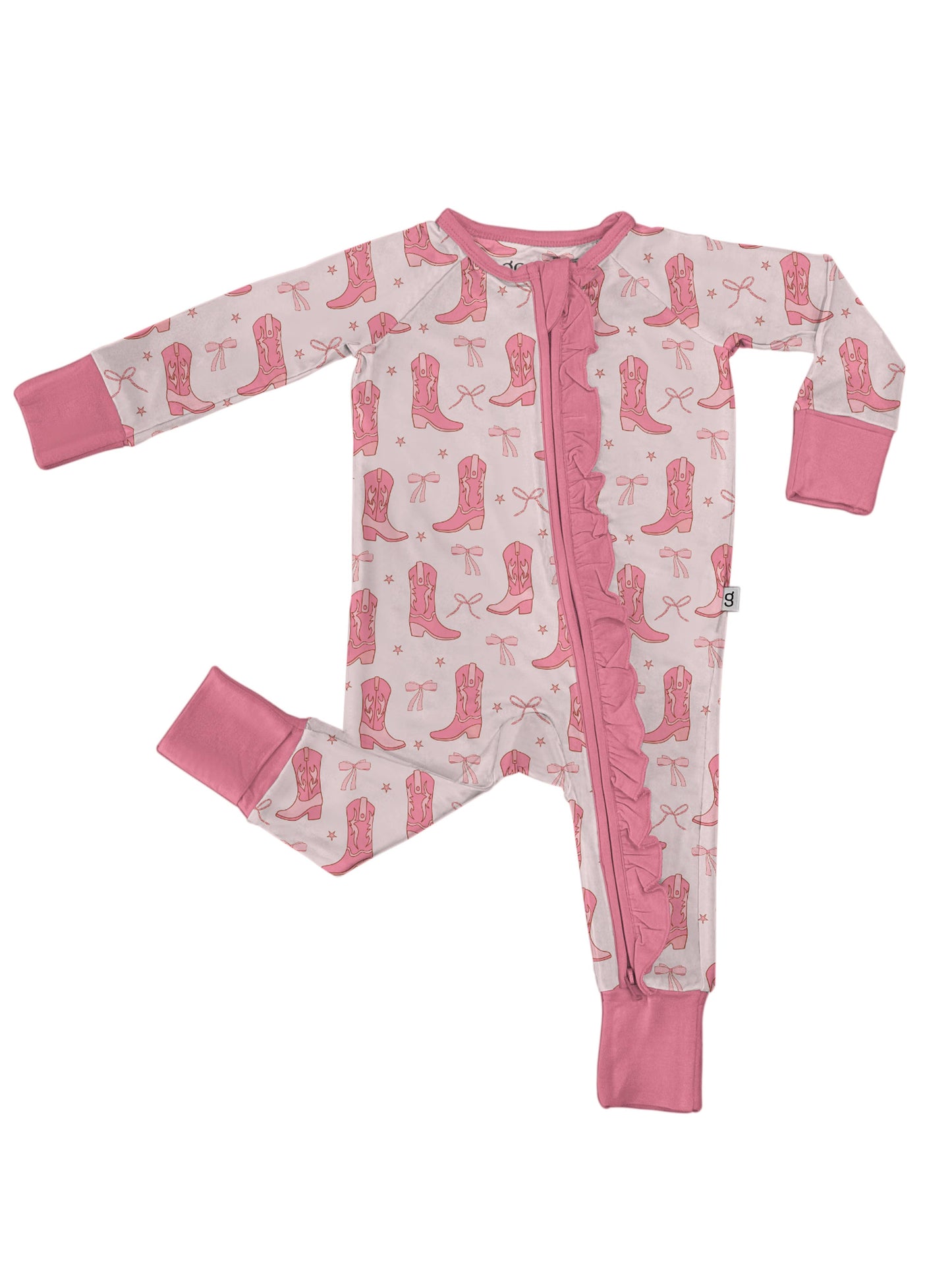 Cowgirl Boots & Bows - Convertible Zip PJs w/ Ruffles