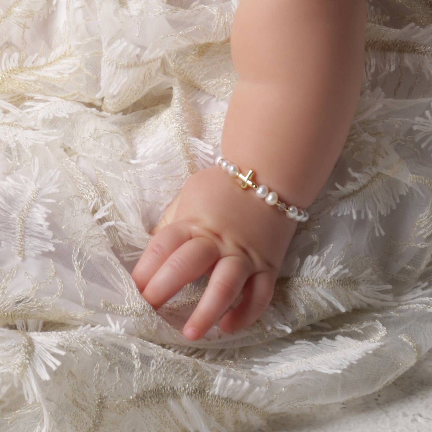 Eve Gold-Plated Baby Cross Bracelet Baptism & Communion Gift: Small 0-12m