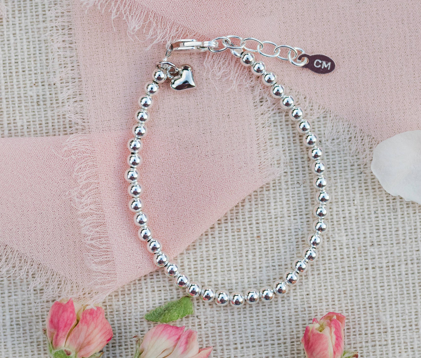 Camry Child's Sterling Silver Heart Bracelet Girls Valentine Gift