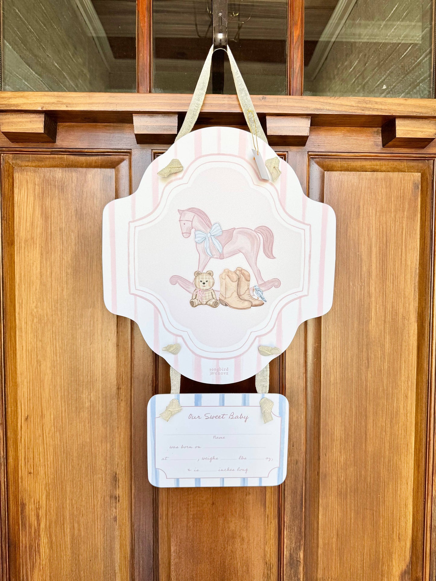 Baby Girl Rocking Horse Hospital Door Hanger
