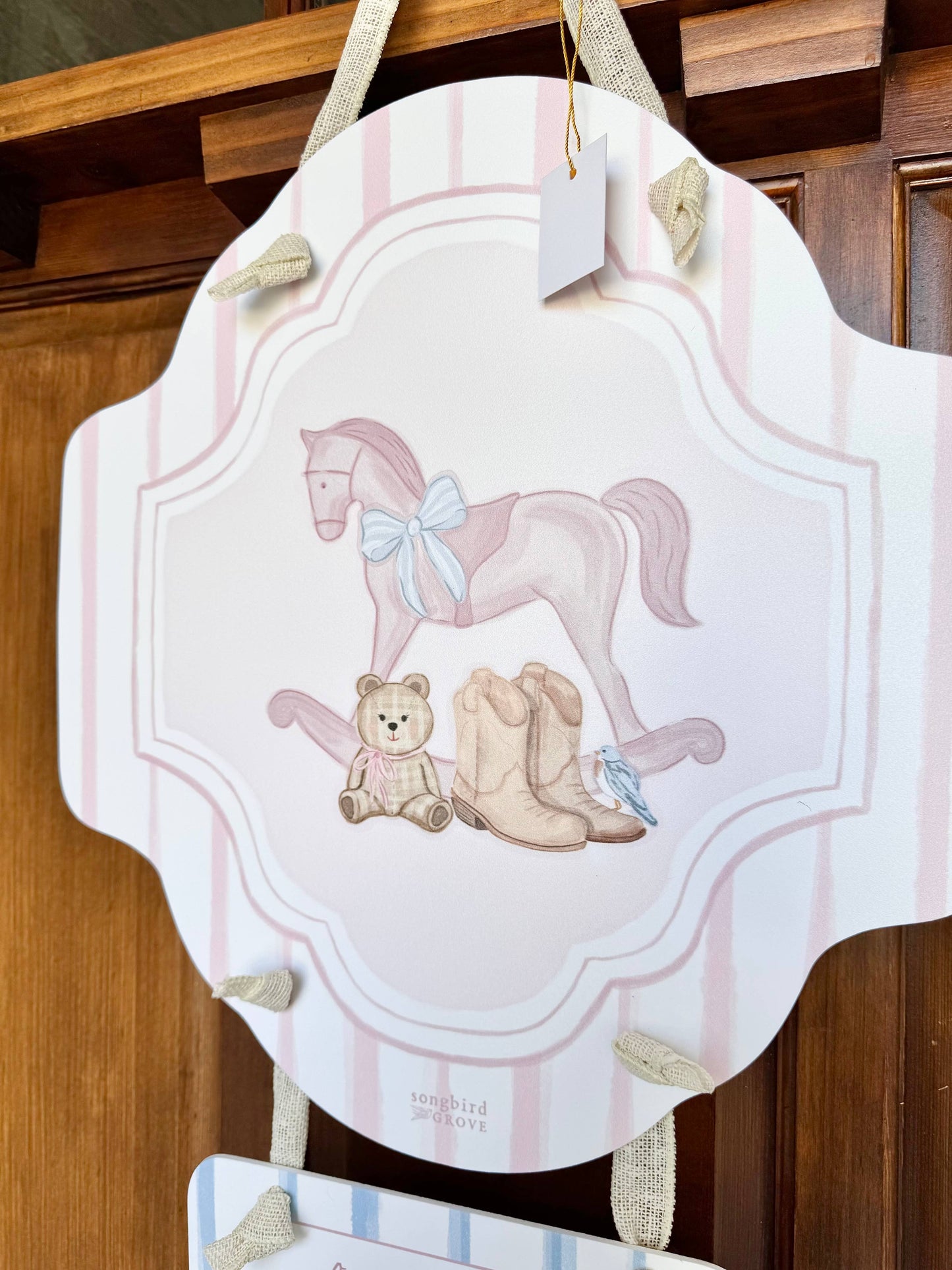 Baby Girl Rocking Horse Hospital Door Hanger