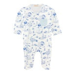 Blue Toile Bunny Crossed Footie