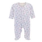 Tiny Soft Floral Ruffles Zipper Footie