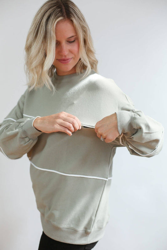 Relaxed Fit Zipper Breastfeeding French Terry Sweatshirt