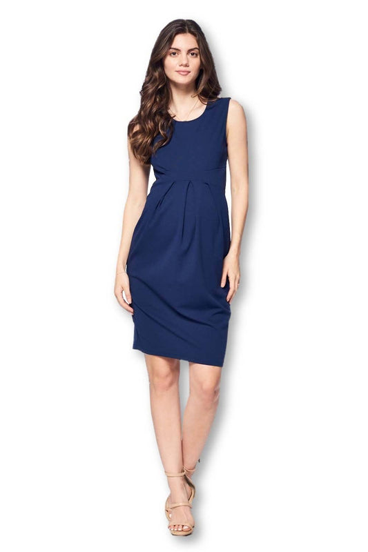 Front Pleated Knee Length Maternity Dress